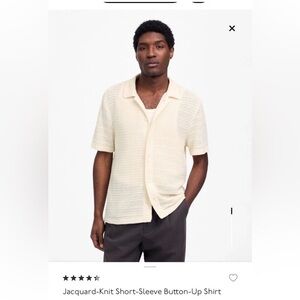 Madewell Jacquard Knit Short Sleeve Button Up Shirt Size M